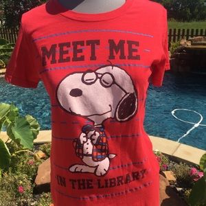 Snoopy Meet Me in the Library Tee-reading teacher
